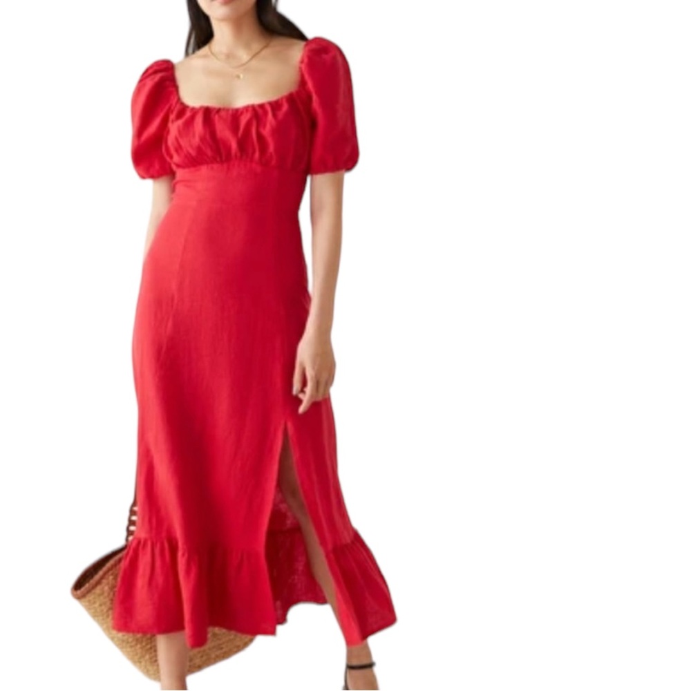 & Other Stories Red Midi Dress